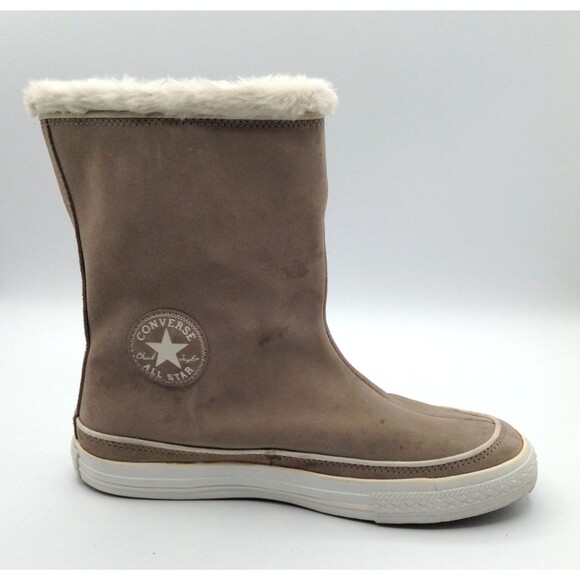 Converse All-Star Chuck Taylor Boots Wn 10 Beige Beverly Suede Faux Fur Platform - Picture 4 of 14
